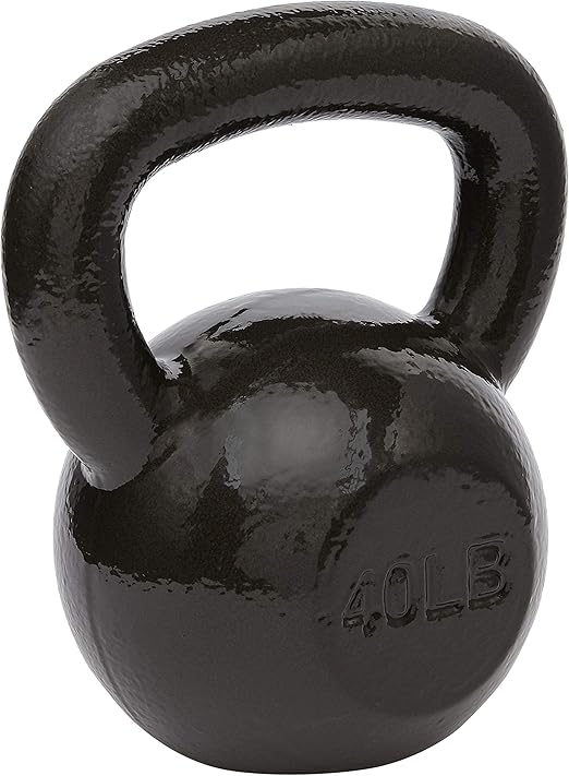 Amazon Basics Cast Iron Kettlebell for Strength Training, Textured Wide Handle, Black