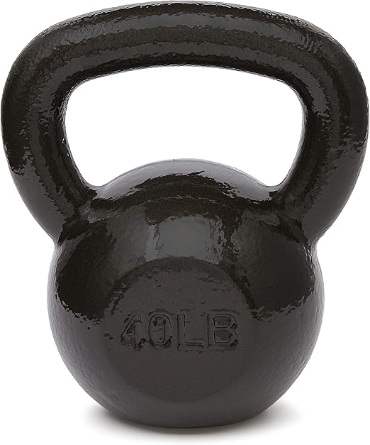 Amazon Basics Cast Iron Kettlebell for Strength Training, Textured Wide Handle, Black